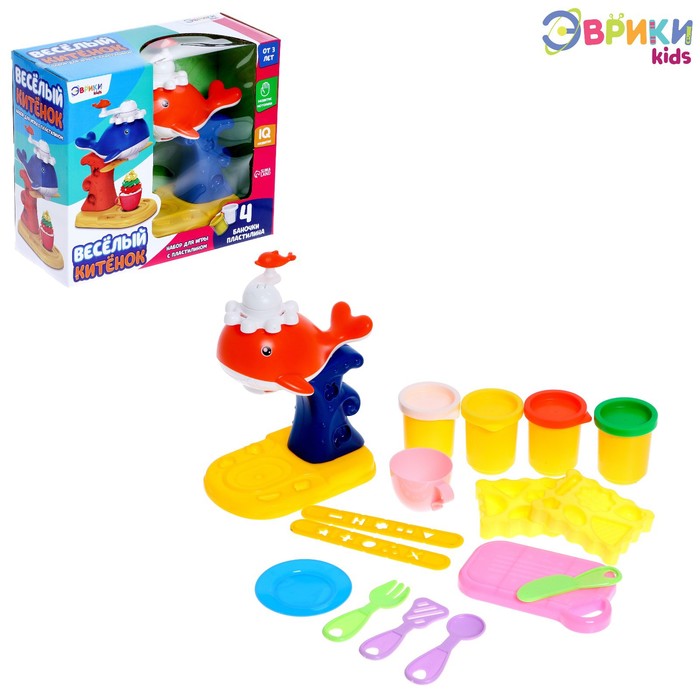 Набор для игры с пластилином «Веселый китенок», 4 баночки с пластилином набор для игры с пластилином суперпончики 5 баночек с пластилином
