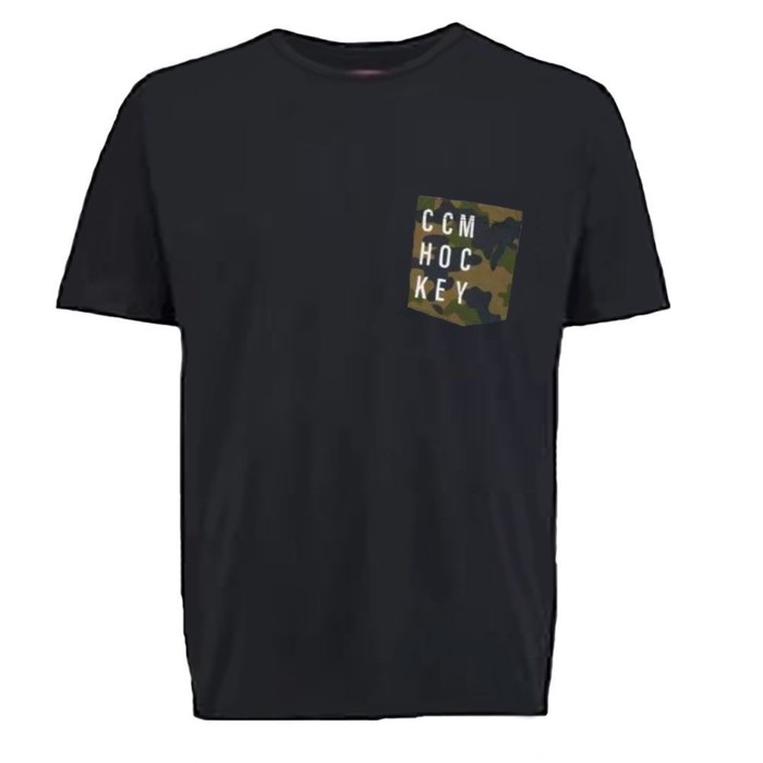 фото Футболка мужская ccm camo pocket s/s tee sr black s, размер s eur (3587456)