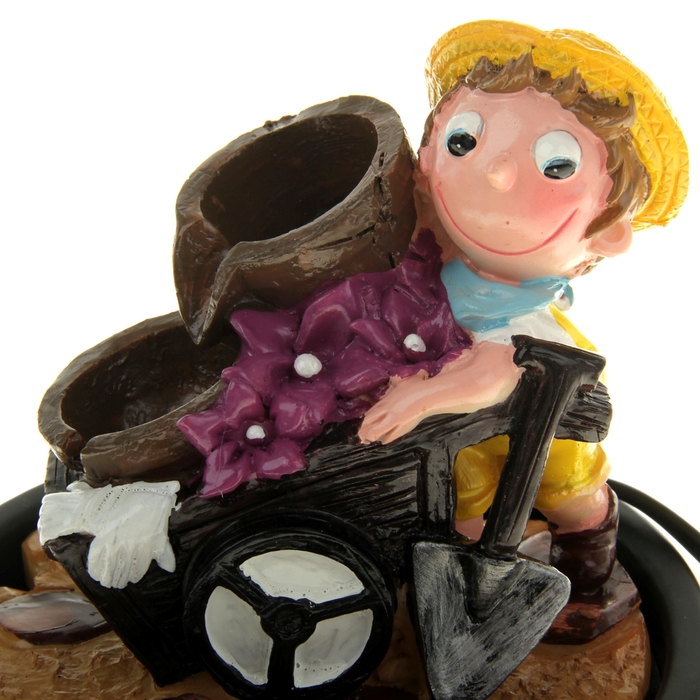 Фонтан мини 18х15 см весельчак с тележкой (с подсветкой)