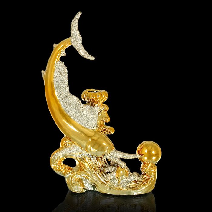 Сувенир под золото вазон "Рыба с шаром"