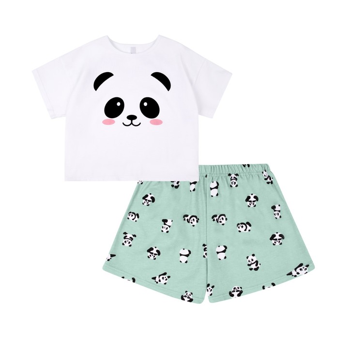 

Пижама футболка и шорты «Симпл-димпл» для девочки, рост 152 см, цвет белый/ментоловый