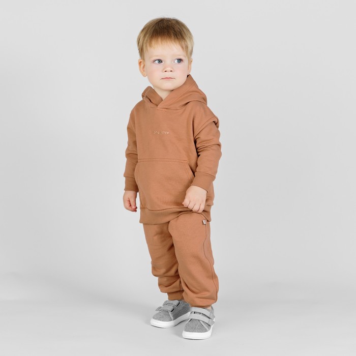 фото Костюм детский худи и брюки one love winter, рост 92 см., цвет светло-коричневый bossa nova