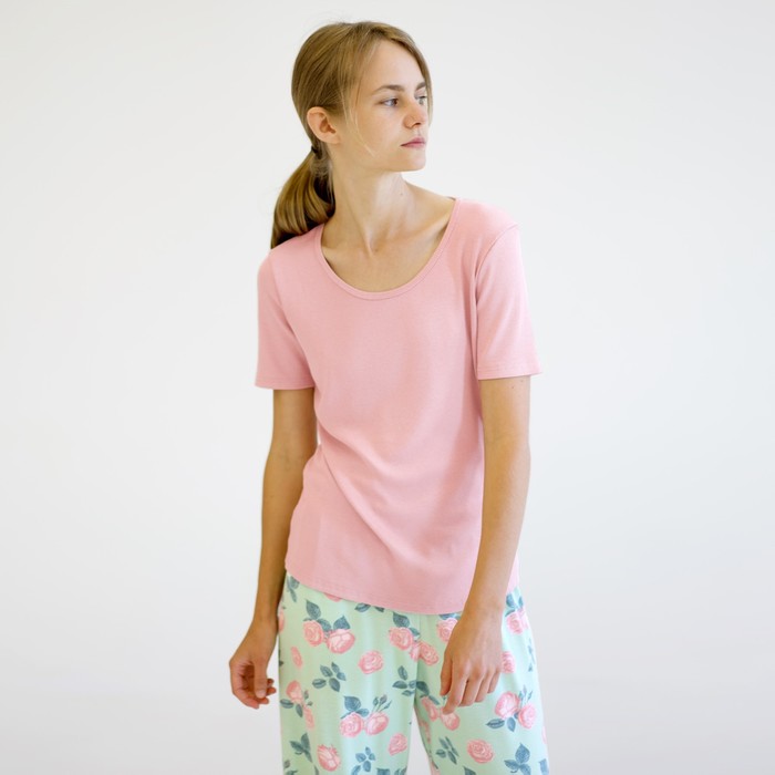 Пижама футболка и брюки «Онфлёр», размер 42, цвет салатовый/пыльная роза
