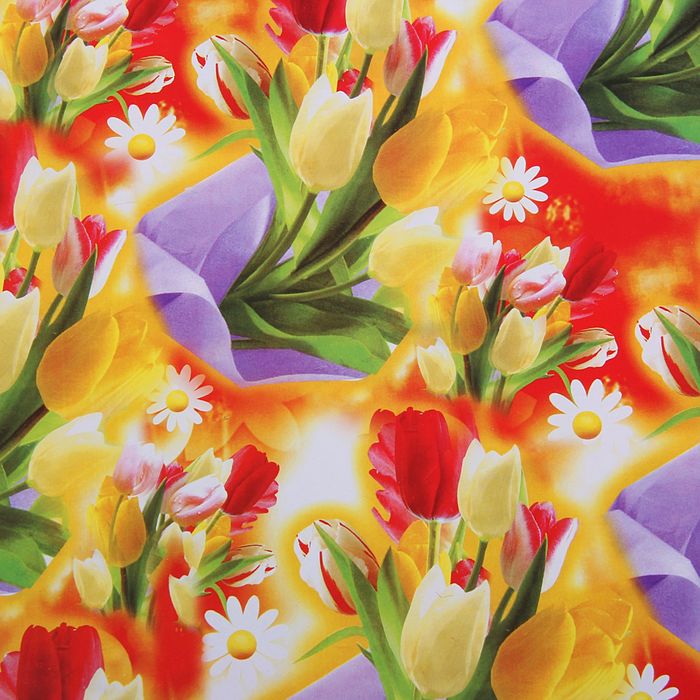 Бумага упаковочная "Букет тюльпанов", 52 х 76 см