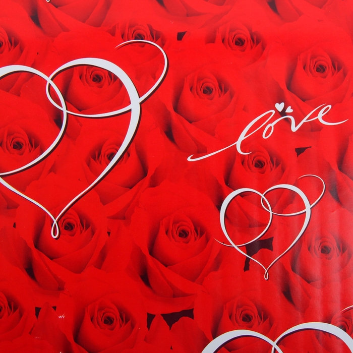 Бумага упаковочная "Сердце на розах", 52 х 76 см