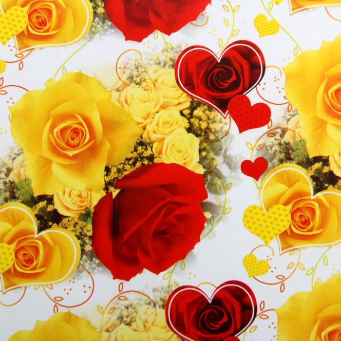 Бумага упаковочная "Сердце из розы", 52 х 76 см