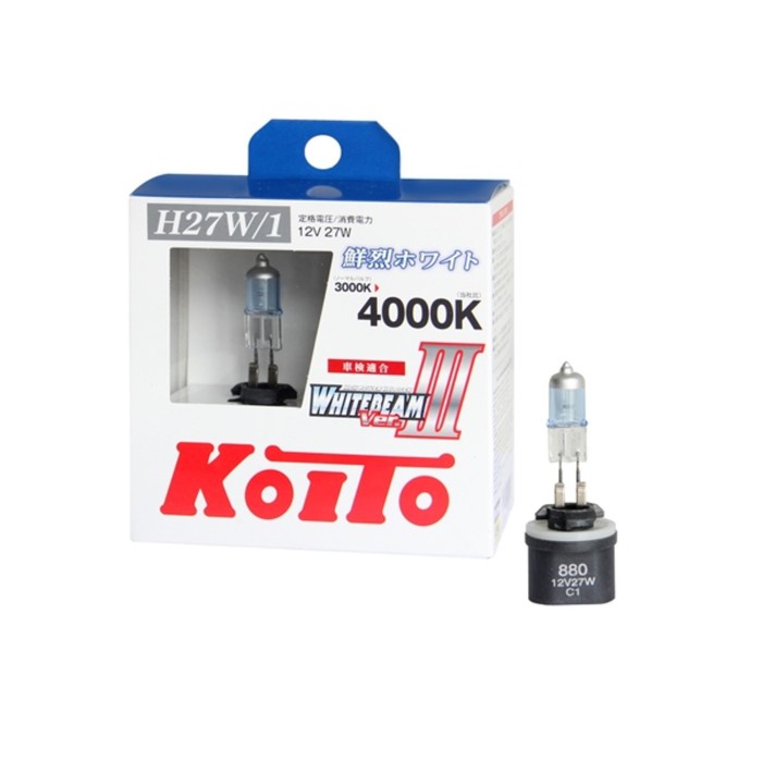цена Лампа высокотемпературная Koito Whitebeam H27/1 12V 27W (55W) 4000K, 2шт.
