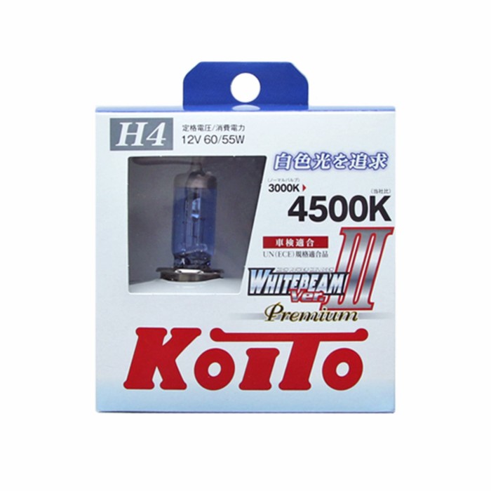 Лампа высокотемпературная Koito Whitebeam Premium H4 12V 60/55W (135/125W) 4500K, 2шт.