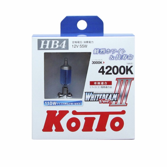 Лампа высокотемпературная Koito Whitebeam 9006 (HB4) 12V 55W (110W) 4200K, 2шт. лампа галогенная avs vegas hb4 9006 12v 55w 1шт a78486s
