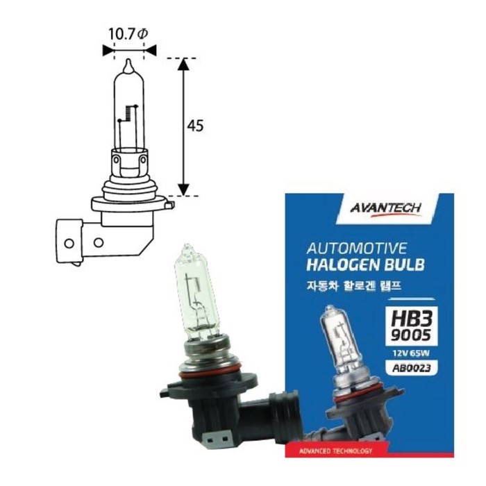 Лампа головного света Avantech 9005 (HB3) 12V 65W vizant hb3 9005 6000 k 6hb3