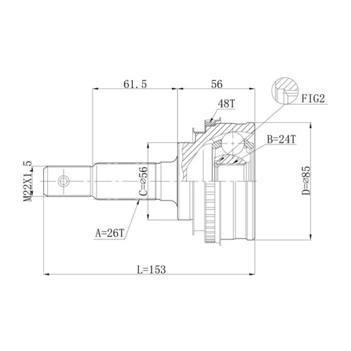 фото Шрус привода double force, с abs dfcv009