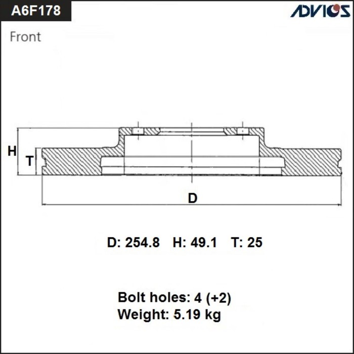 фото Диск тормозной пер. advics (f) toyota corolla e120 (00-06)