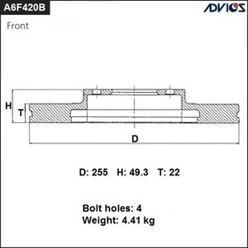 Диск тормозной пер. ADVICS (F)TOYOTA COROLLA NZE120 / NZE121 (00-06), SPACIO NZE121N (01-03)   76588