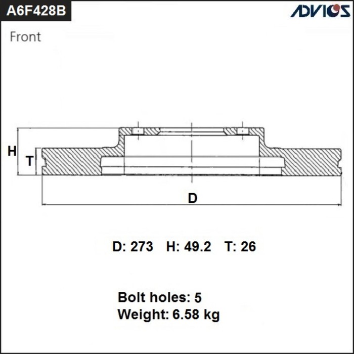 фото Диск тормозной пер. advics (f) toyota auris e150l (06-12)