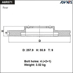 

Диск тормозной зад. ADVICS (R) TOYOTA COROLLA E120 (00-06)