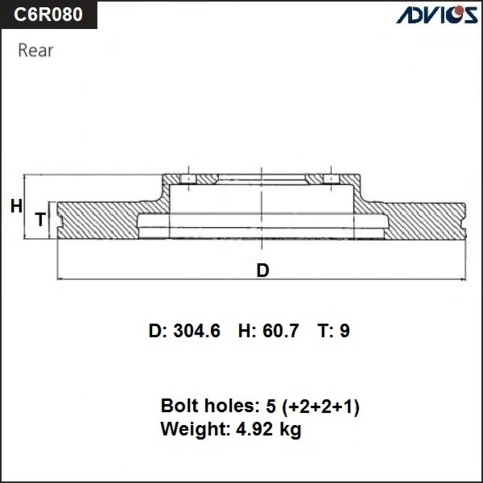 Диск тормозной зад. ADVICS (R) HONDA CR-V RM1 / RM2 / RM3 / RM4 (11-16) цена и фото