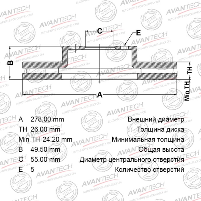 

Диск тормозной AVANTECH (FR) Avensis(ADT25#,AZT25#,ZZT25#) Europe