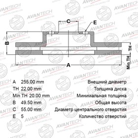 Диск тормозной AVANTECH (F) TOYOTA PRIUS NHW20 (03-09) от Сима-ленд