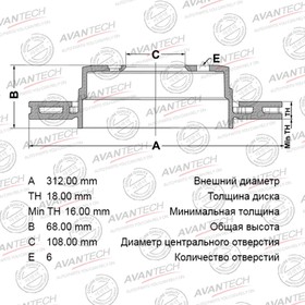 Диск тормозной AVANTECH RR TOYOTA-LAND CRUISER 150 от Сима-ленд