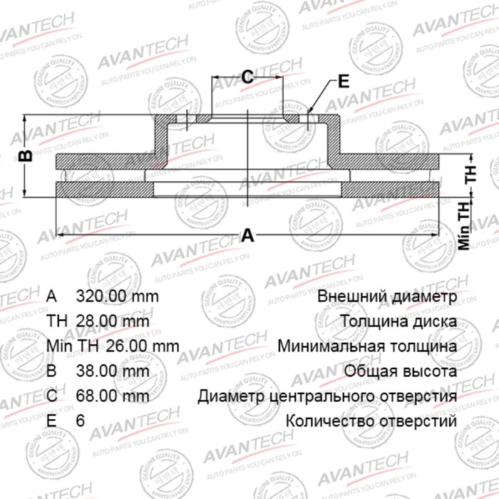 

Диск тормозной AVANTECH (FR) Navara D40M,Pathfinder R51M