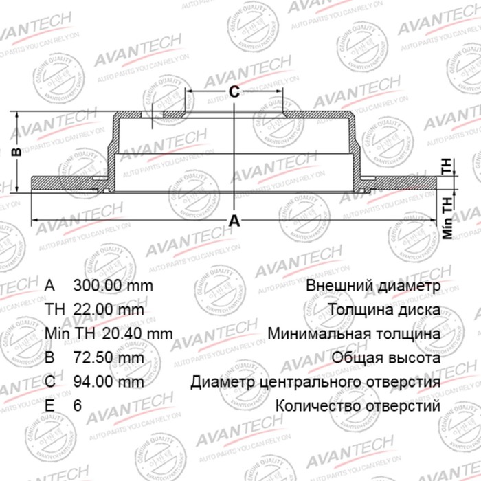 фото Диск тормозной avantech (rr) cr-v iii(06-)