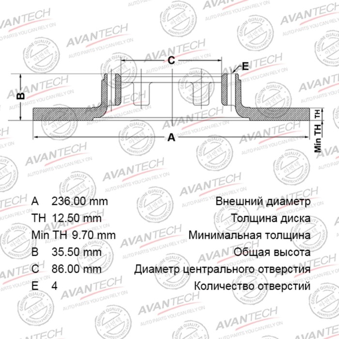 фото Диск тормозной avantech (fr) spark (05)