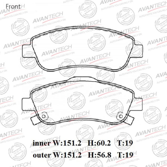 

Колодки тормозные дисковые Avantech (противоскрипная пластина в компл.) AV0334