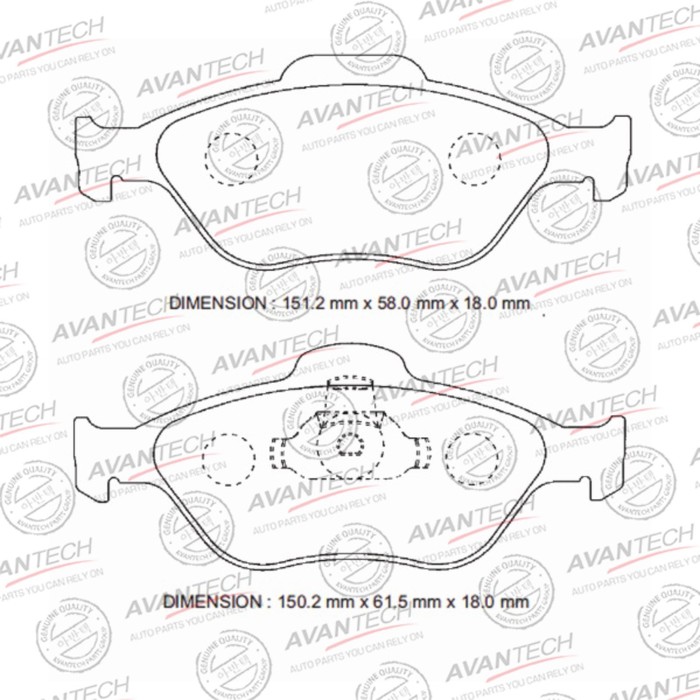 

Колодки тормозные дисковые Avantech (противоскрипная пластина в компл.) AV1051
