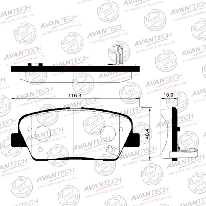 

Колодки тормозные дисковые Avantech (противоскрипная пластина в компл.) AV107