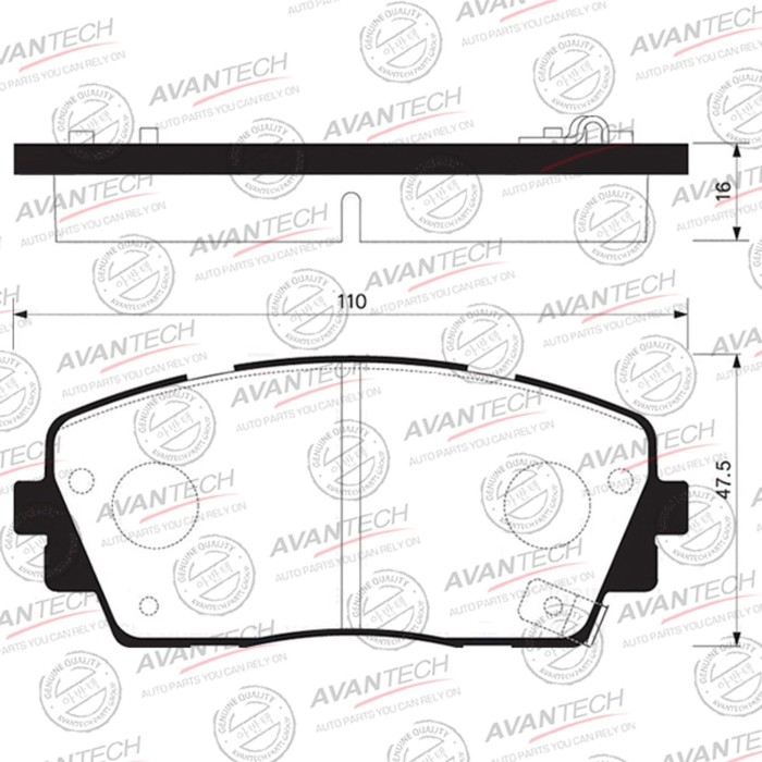 

Колодки тормозные дисковые Avantech (противоскрипная пластина в компл.) AV1107