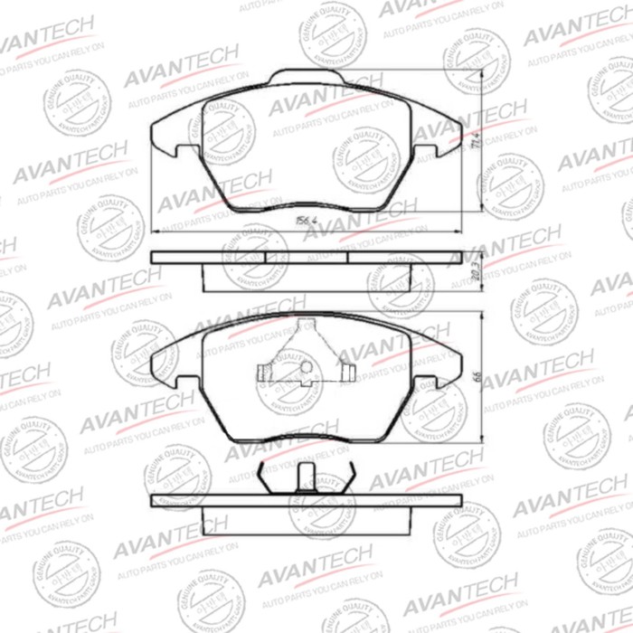 

Колодки тормозные дисковые Avantech (противоскрипная пластина в компл.) AV1902