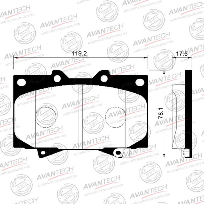 

Колодки тормозные дисковые Avantech (противоскрипная пластина в компл.) AV251