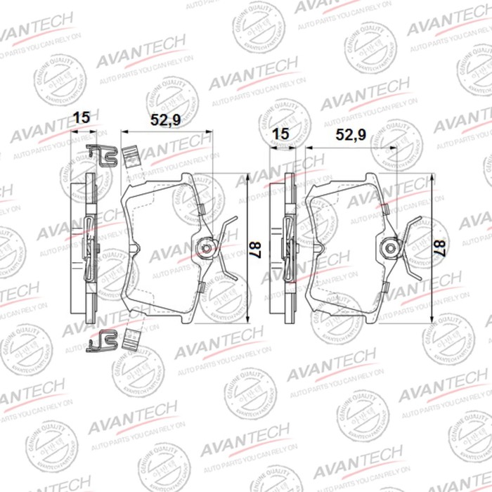 

Колодки тормозные дисковые Avantech (противоскрипная пластина в компл.) AV578