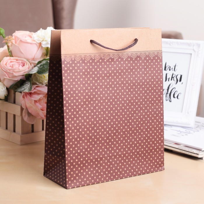 Пакет крафт, коричневый, 19 х 8 х 25 см