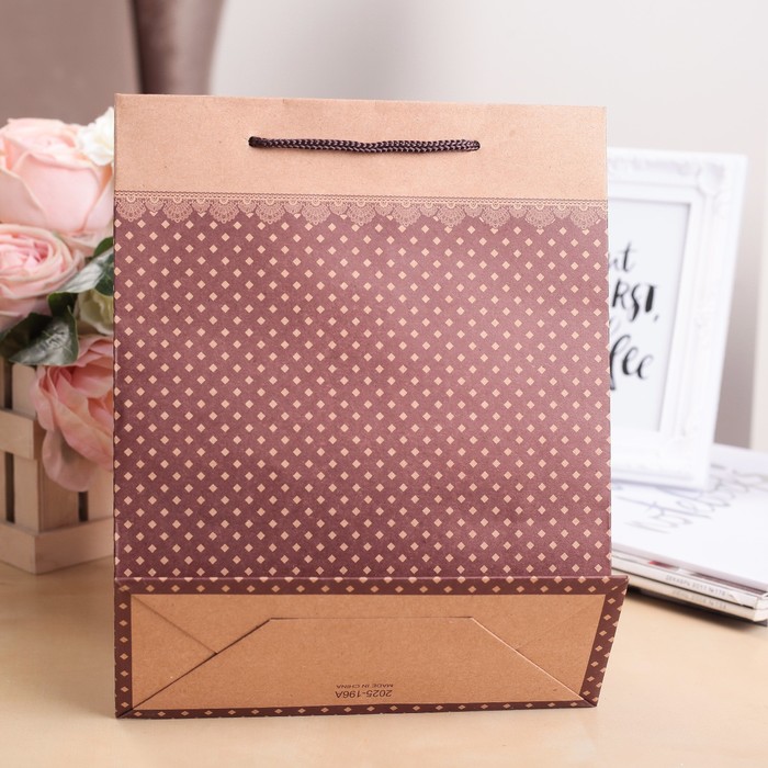 Пакет крафт, коричневый, 19 х 8 х 25 см