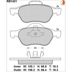 

Дисковые тормозные колодки R BRAKE RB1431