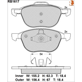 

Дисковые тормозные колодки R BRAKE RB1617