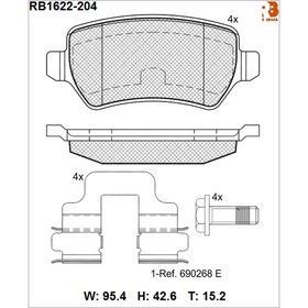 

Дисковые тормозные колодки R BRAKE (противоскрипная пластина в компл.) RB1622-204