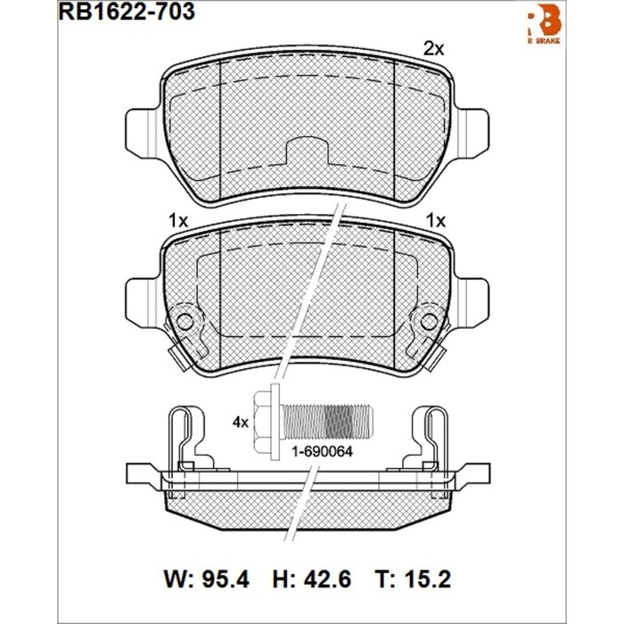 Дисковые тормозные колодки R BRAKE RB1622-703