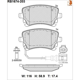 

Дисковые тормозные колодки R BRAKE RB1674-203