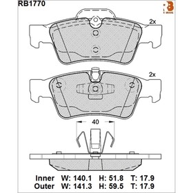 

Дисковые тормозные колодки R BRAKE RB1770