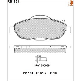 

Дисковые тормозные колодки R BRAKE RB1851