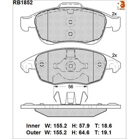 

Дисковые тормозные колодки R BRAKE RB1852