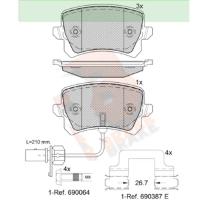 

Дисковые тормозные колодки R BRAKE RB1857-203
