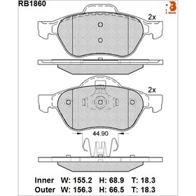 

Дисковые тормозные колодки R BRAKE RB1860