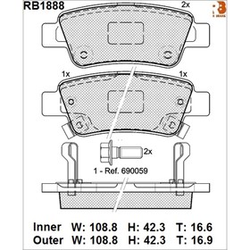 

Дисковые тормозные колодки R BRAKE RB1888