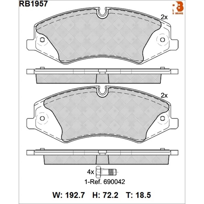 

Дисковые тормозные колодки R BRAKE RB1957