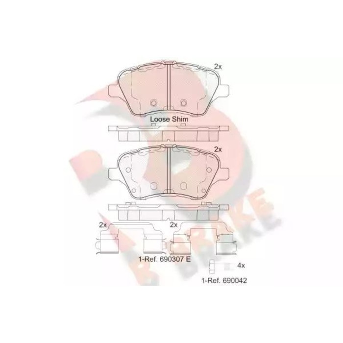 

Дисковые тормозные колодки R BRAKE (противоскрипная пластина в компл.) RB2108