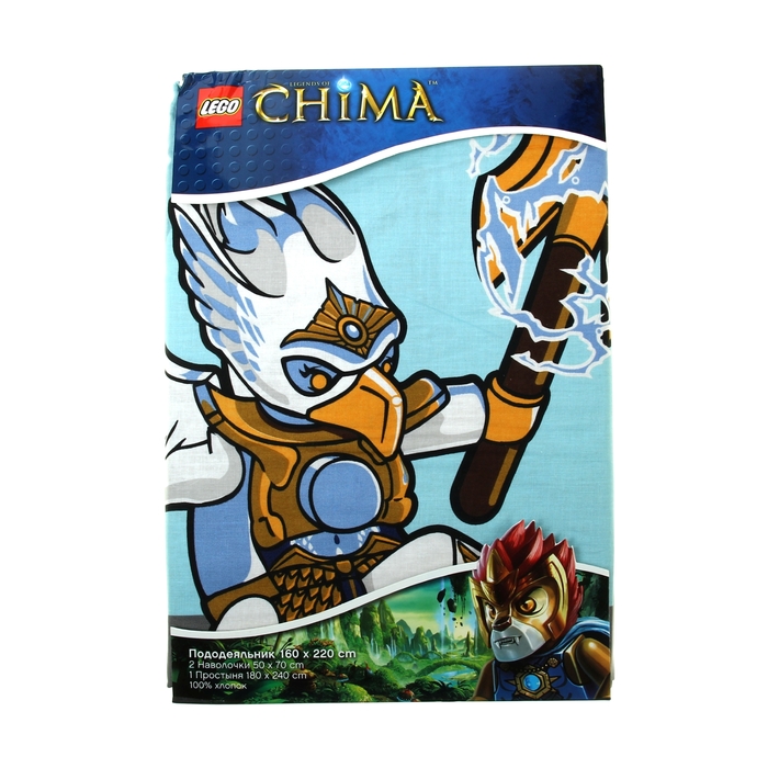 Постельное белье 1,5сп LEGO Chima Eagle голубой, 160*220см, 180*240см, 50*70см 2шт, 120 гр/м, ранфорс