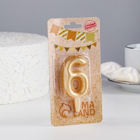 

Свеча в торт "Шары", цифра 6, золотой металлик, 7 см
